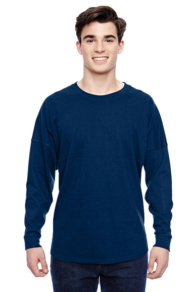 J America JA8229/8229 Mens Game Day Jersey Long Sleeve Crewneck T-Shirt Navy Blue Model Front