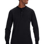 J America Mens Vintage Brushed Jersey Long Sleeve Henley T-Shirt - Black