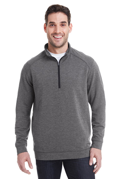 J America JA8434/8434 Mens Omega Sueded Terry 1/4 Zip Sweatshirt w/ Pockets Charcoal Grey Model Front