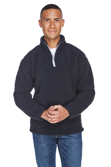 J America JA8454/8454 Mens Epic Sherpa Fleece 1/4 Zip Sweatshirt Black Model Front