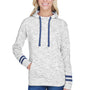 J America Womens Fleece Hooded Sweatshirt Hoodie w/ Pouch Pocket - White/Navy Blue