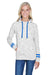 J America JA8674/8674 Womens Fleece Hooded Sweatshirt Hoodie w/ Pouch Pocket White/Royal Blue Model Front