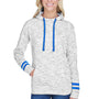 J America Womens Fleece Hooded Sweatshirt Hoodie w/ Pouch Pocket - White/Royal Blue