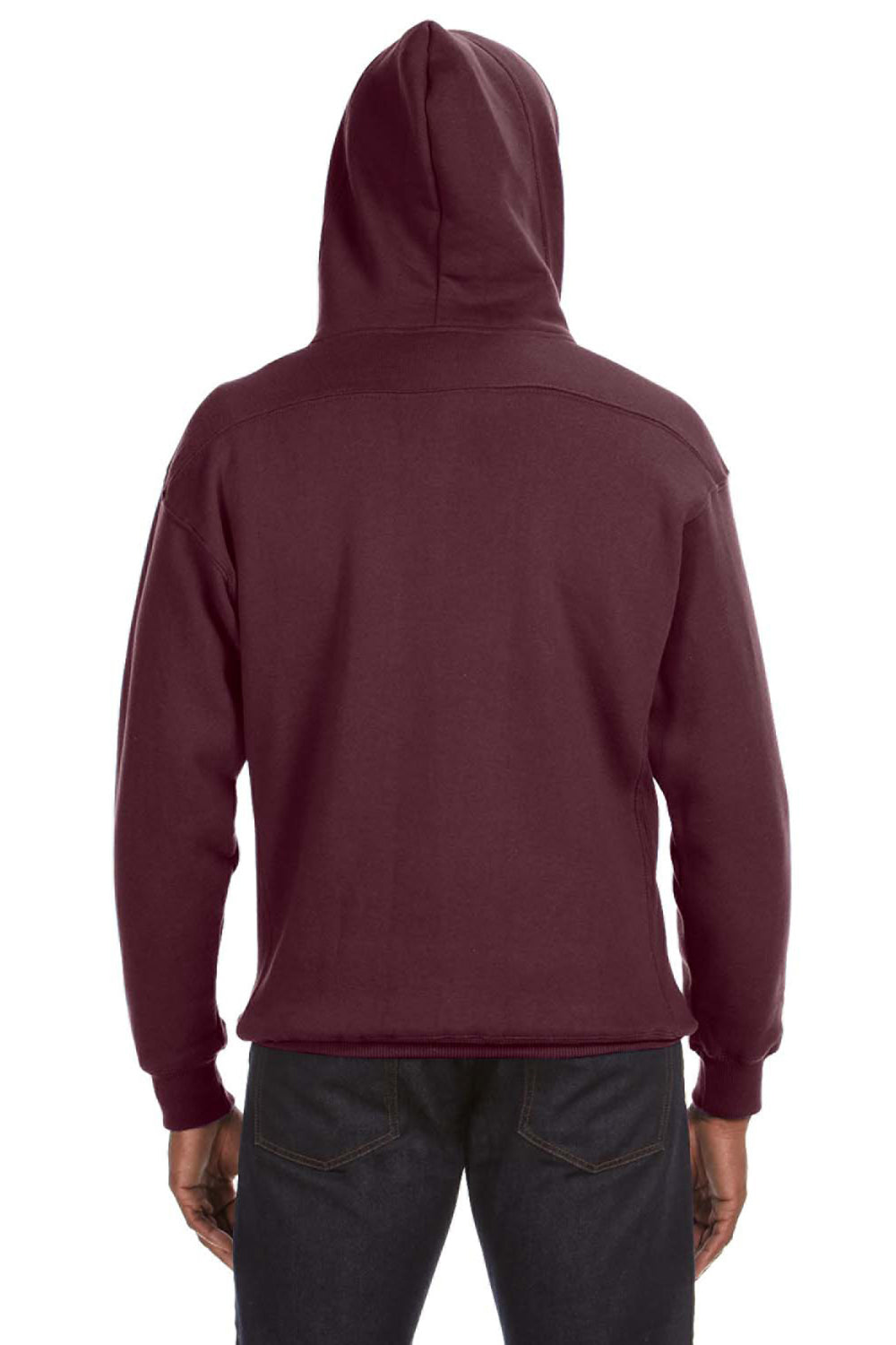 J America JA8830/8830 Mens Sport Lace Hooded Sweatshirt Hoodie w/ Pouch Pocket Maroon Model Back