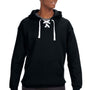 J America Mens Sport Lace Hooded Sweatshirt Hoodie w/ Pouch Pocket - Black