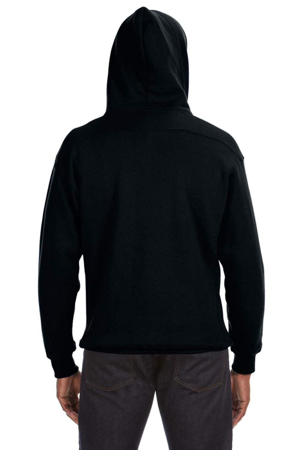 J America JA8830/8830 Mens Sport Lace Hooded Sweatshirt Hoodie w/ Pouch Pocket Black Model Back