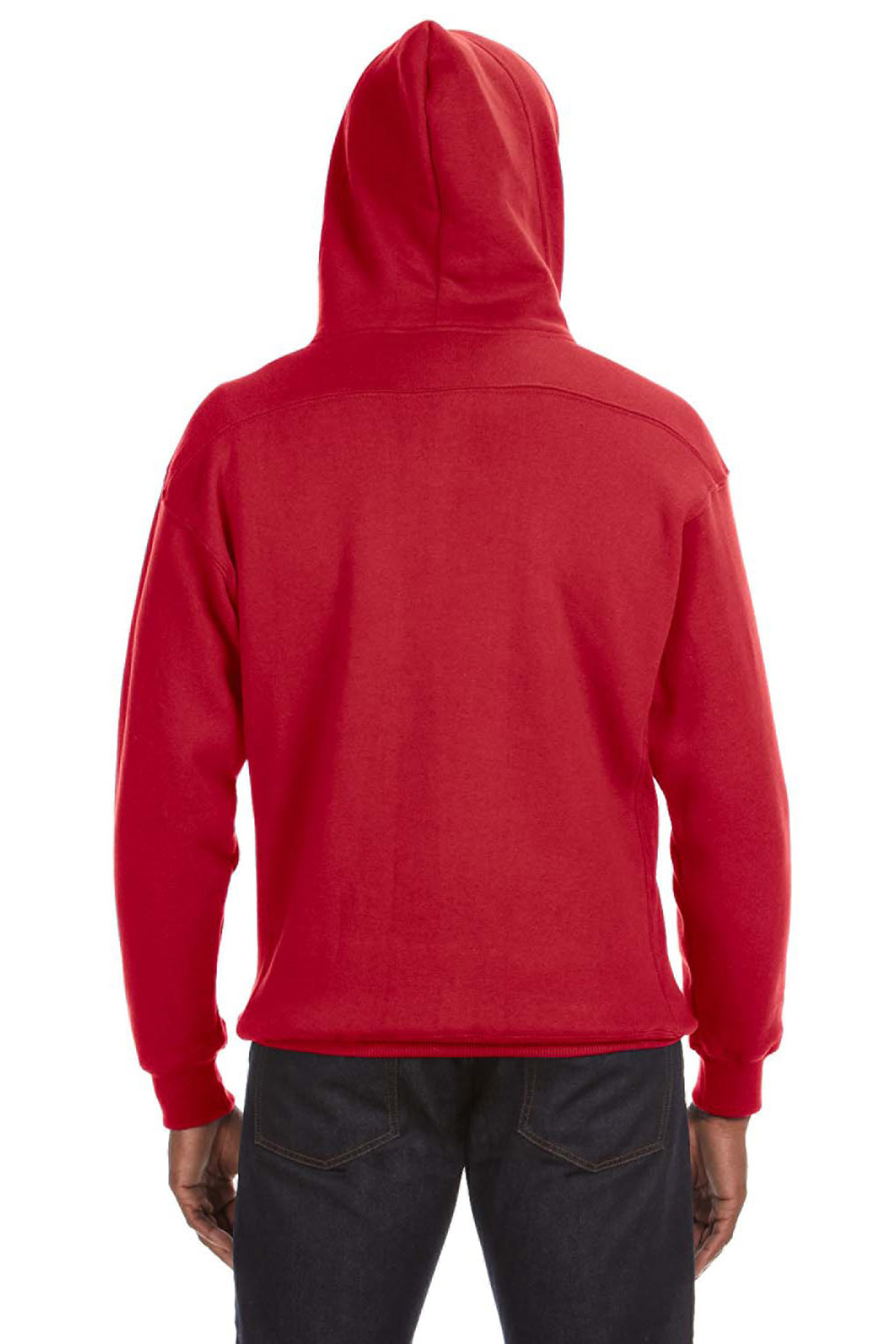 J America JA8830/8830 Mens Sport Lace Hooded Sweatshirt Hoodie w/ Pouch Pocket Red Model Back