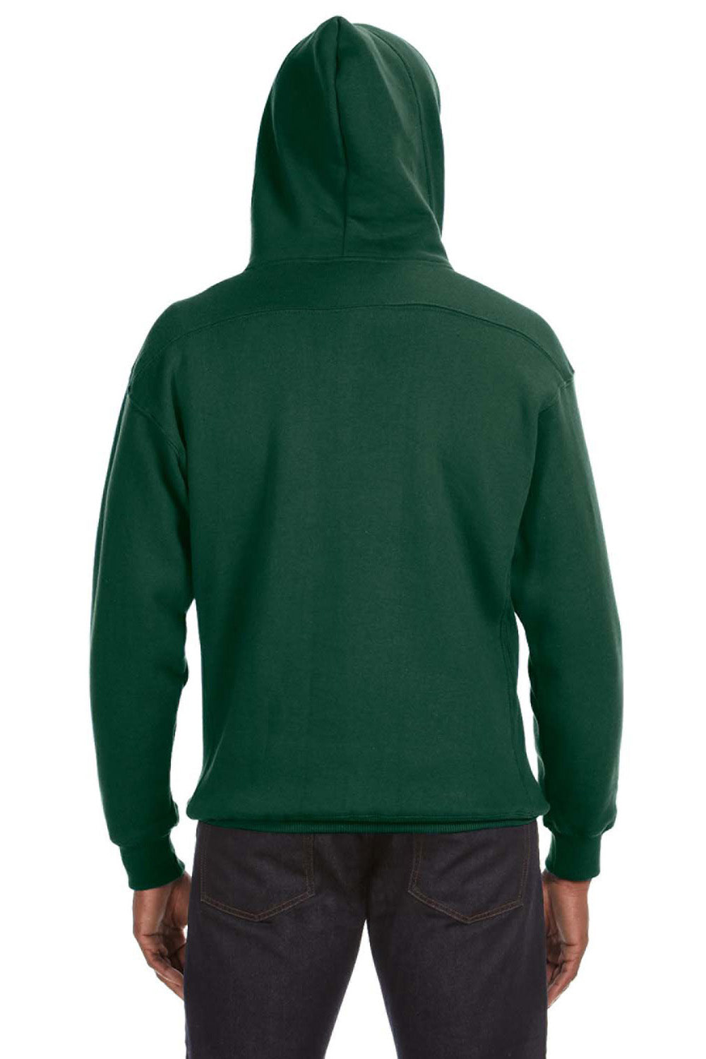 J America JA8830/8830 Mens Sport Lace Hooded Sweatshirt Hoodie w/ Pouch Pocket Forest Green Model Back