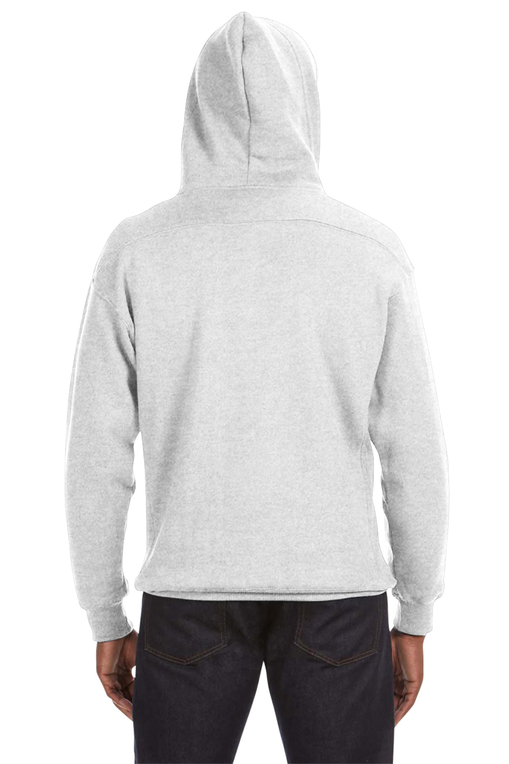 J America JA8830/8830 Mens Sport Lace Hooded Sweatshirt Hoodie w/ Pouch Pocket Ash Grey Model Back