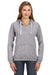 J America JA8836/8836 Womens Sydney Sueded Fleece Hooded Sweatshirt Hoodie w/ Pouch Pocket Oxford Grey Model Front