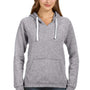 J America Womens Sydney Sueded Fleece Hooded Sweatshirt Hoodie w/ Pouch Pocket - Oxford Grey