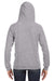 J America JA8836/8836 Womens Sydney Sueded Fleece Hooded Sweatshirt Hoodie w/ Pouch Pocket Oxford Grey Model Back