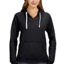 J America Womens Sydney Sueded Fleece Hooded Sweatshirt Hoodie w/ Pouch Pocket - Black