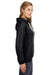 J America JA8836/8836 Womens Sydney Sueded Fleece Hooded Sweatshirt Hoodie w/ Pouch Pocket Black Model Side