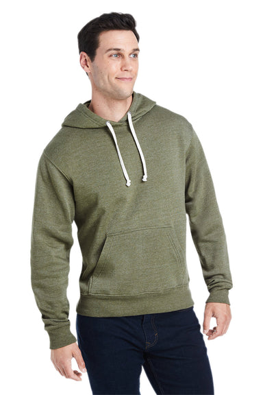 J America JA8871/8871 Mens Fleece Hooded Sweatshirt Hoodie w/ Pouch Pocket Olive Green Model Front