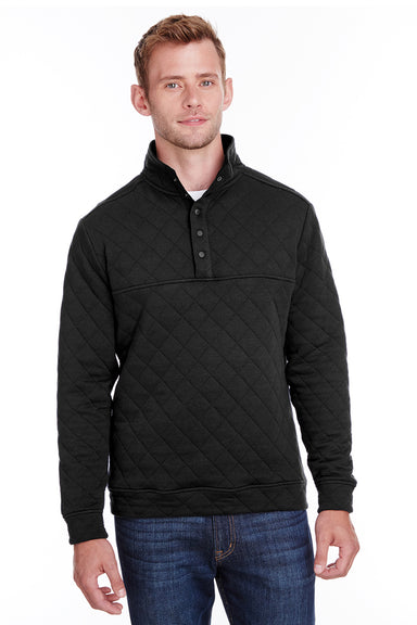 J America JA8890/8890 Mens Quilted 1/4 Snap Down Sweatshirt Black Model Front