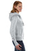 J America JA8913/8913 Womens Zen Burnout Fleece Full Zip Hooded Sweatshirt Hoodie w/ Pockets Cement Grey Model Side