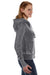 J America JA8913/8913 Womens Zen Burnout Fleece Full Zip Hooded Sweatshirt Hoodie w/ Pockets Dark Smoke Grey Model Side