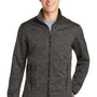 Sport-Tek Mens Electric Heather Water Resistant Full Zip Jacket - Grey Black Electric