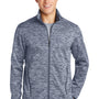 Sport-Tek Mens Electric Heather Water Resistant Full Zip Jacket - True Navy Blue Electric