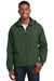 Sport-Tek JST73/TJST73 Mens Water Resistant Full Zip Hooded Jacket Forest Green Model Front