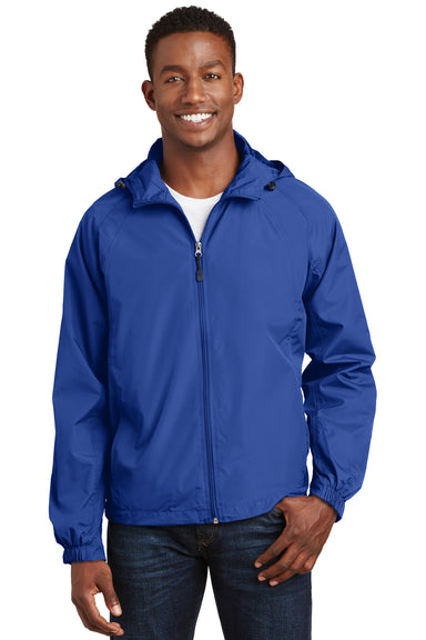 Sport-Tek JST73/TJST73 Mens Water Resistant Full Zip Hooded Jacket True Royal Blue Model Front