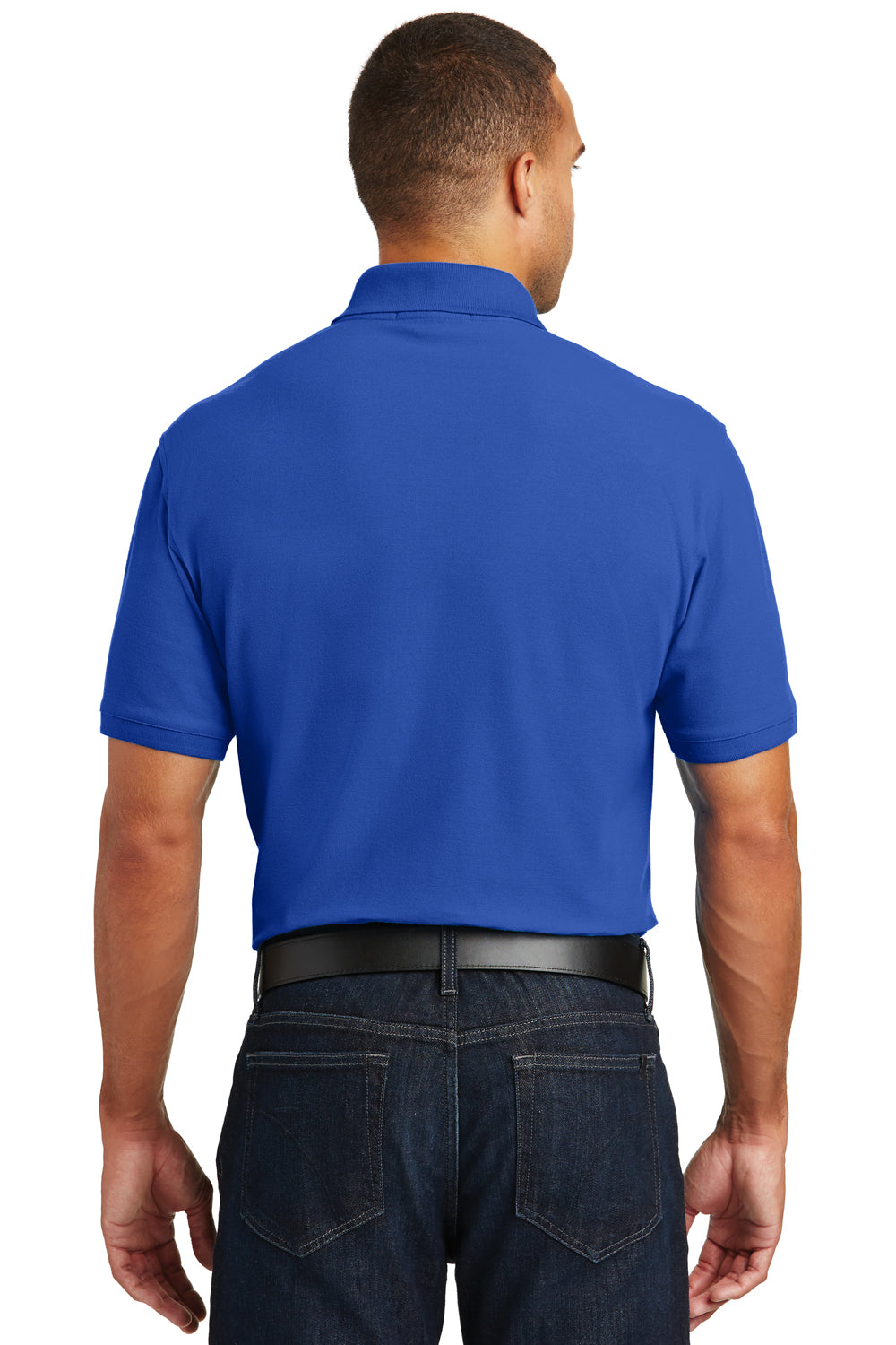 Port Authority K100P Mens Core Classic Short Sleeve Polo Shirt w/ Pocket True Royal Blue Model Back