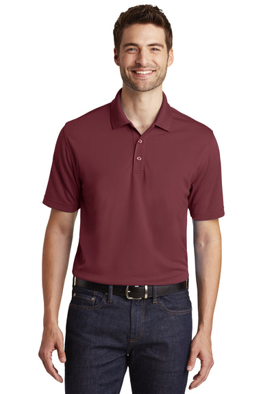 Port Authority K110 Mens Dry Zone Moisture Wicking Short Sleeve Polo Shirt Burgundy Model Front