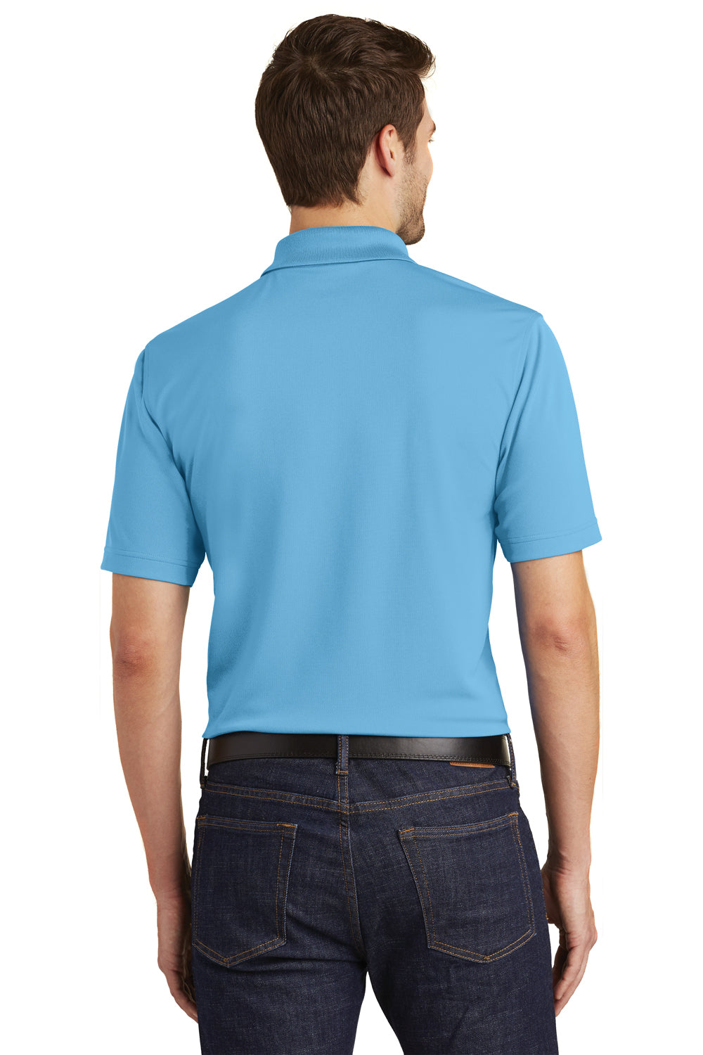 Port Authority K110 Mens Dry Zone Moisture Wicking Short Sleeve Polo Shirt Carolina Blue Model Back