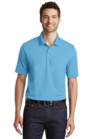 Port Authority K110 Mens Dry Zone Moisture Wicking Short Sleeve Polo Shirt Carolina Blue Model Front