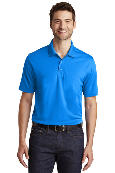 Port Authority K110 Mens Dry Zone Moisture Wicking Short Sleeve Polo Shirt Coastal Blue Model Front