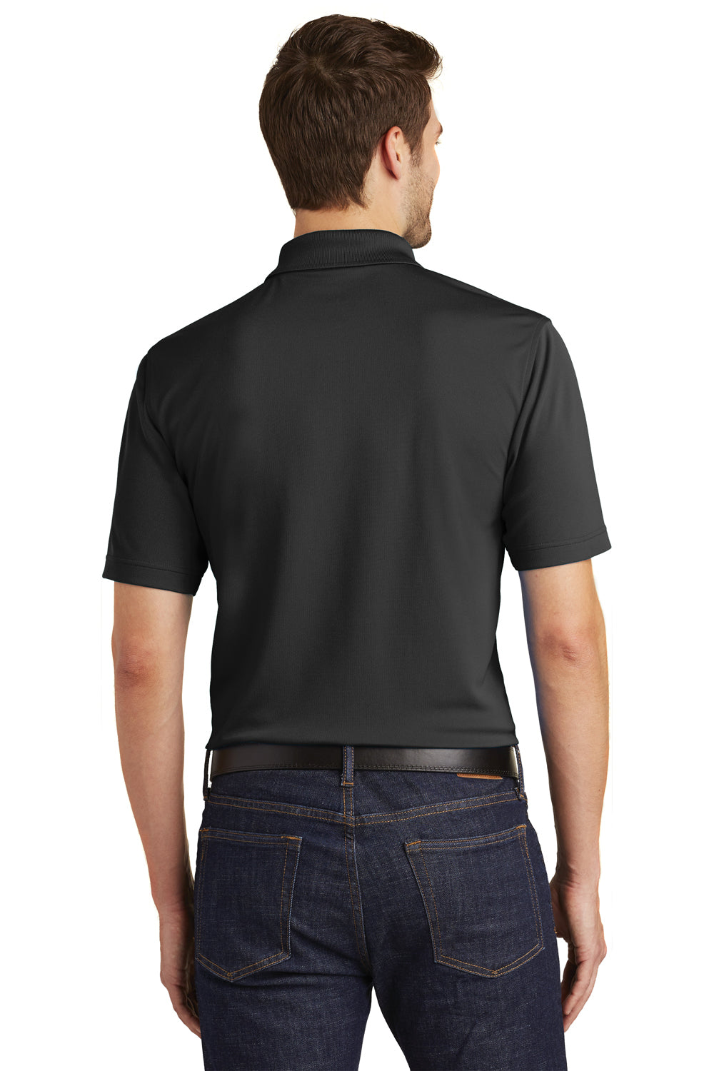 Port Authority K110 Mens Dry Zone Moisture Wicking Short Sleeve Polo Shirt Deep Black Model Back