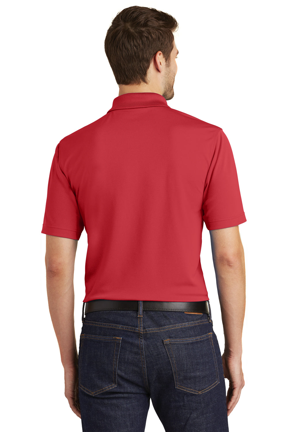 Port Authority K110 Mens Dry Zone Moisture Wicking Short Sleeve Polo Shirt Rich Red Model Back