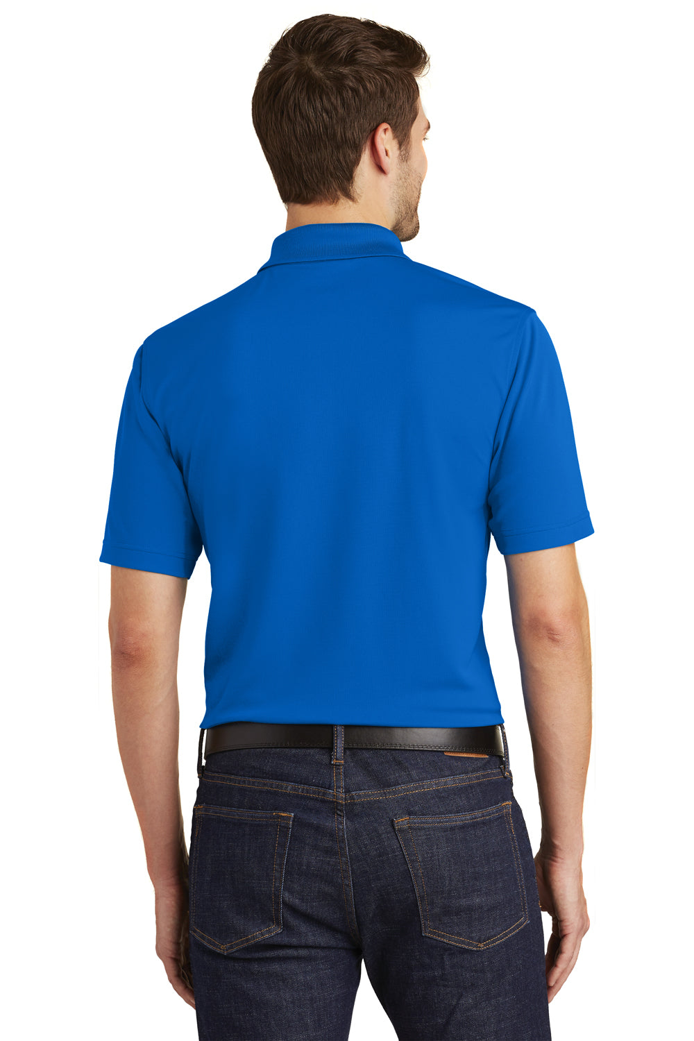 Port Authority K110 Mens Dry Zone Moisture Wicking Short Sleeve Polo Shirt True Royal Blue Model Back