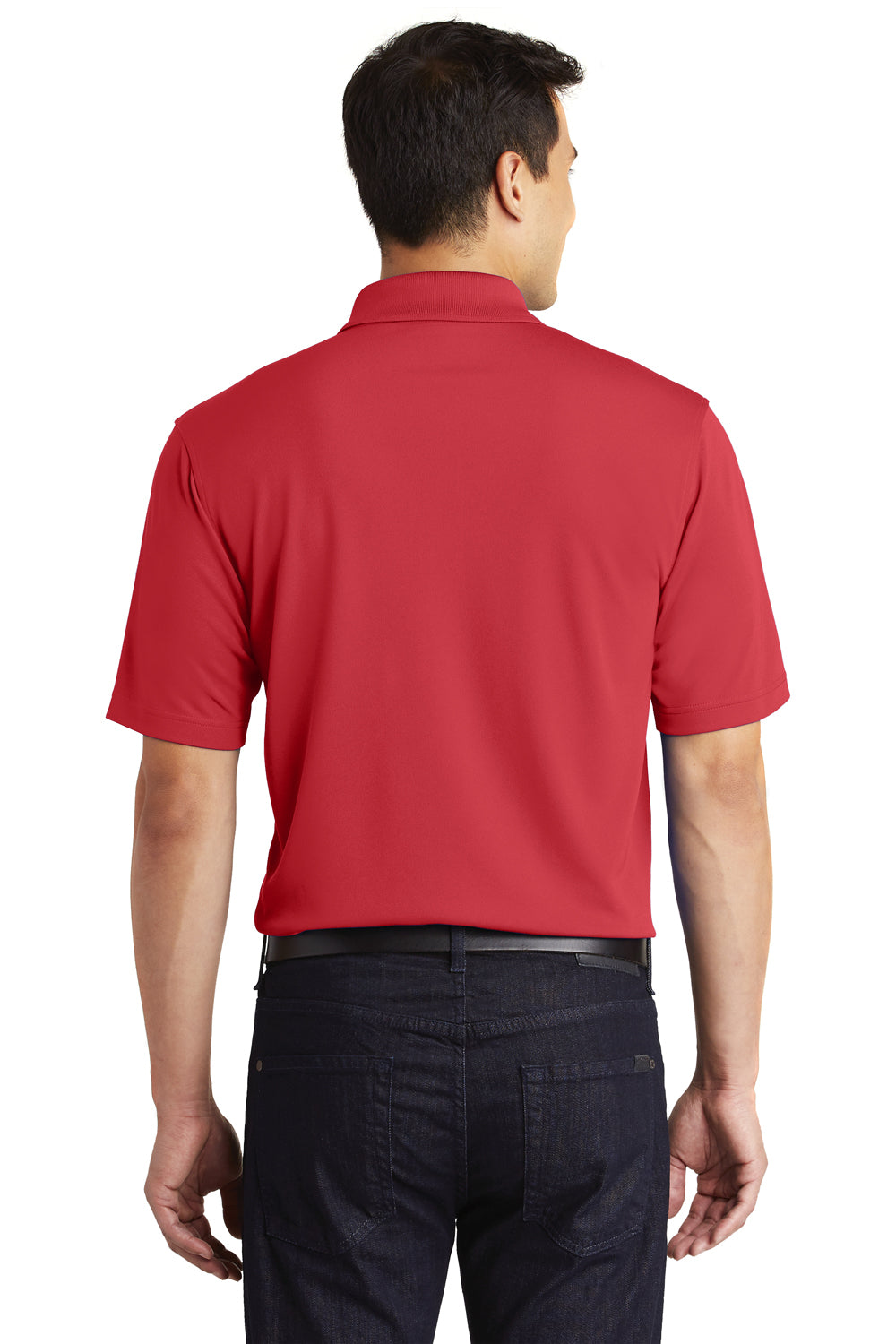 Port Authority K110P Mens Dry Zone Moisture Wicking Short Sleeve Polo Shirt w/ Pocket Rich Red Model Back