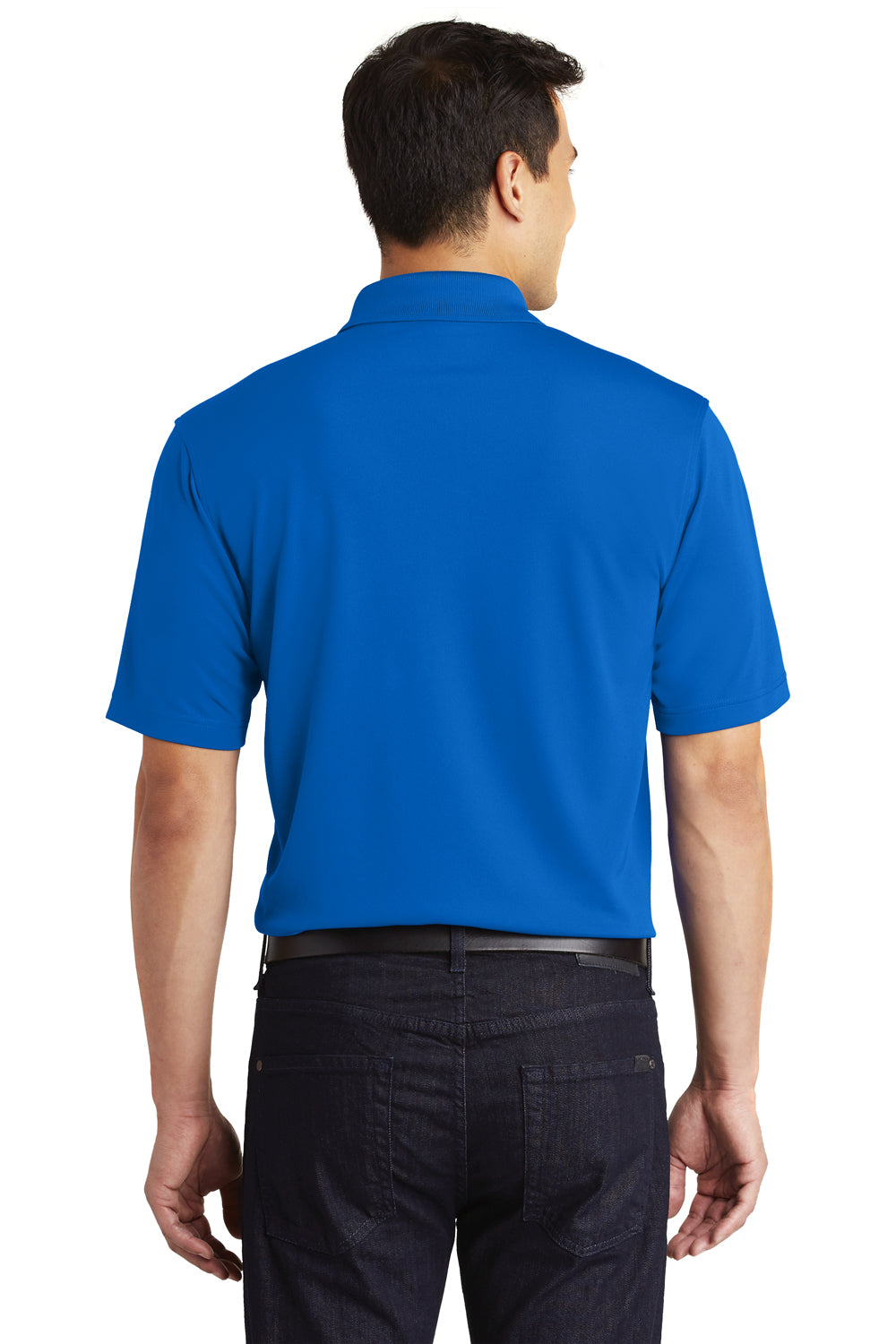 Port Authority K110P Mens Dry Zone Moisture Wicking Short Sleeve Polo Shirt w/ Pocket True Royal Blue Model Back