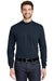 Port Authority K321 Mens Long Sleeve Mock Neck T-Shirt Navy Blue Model Front