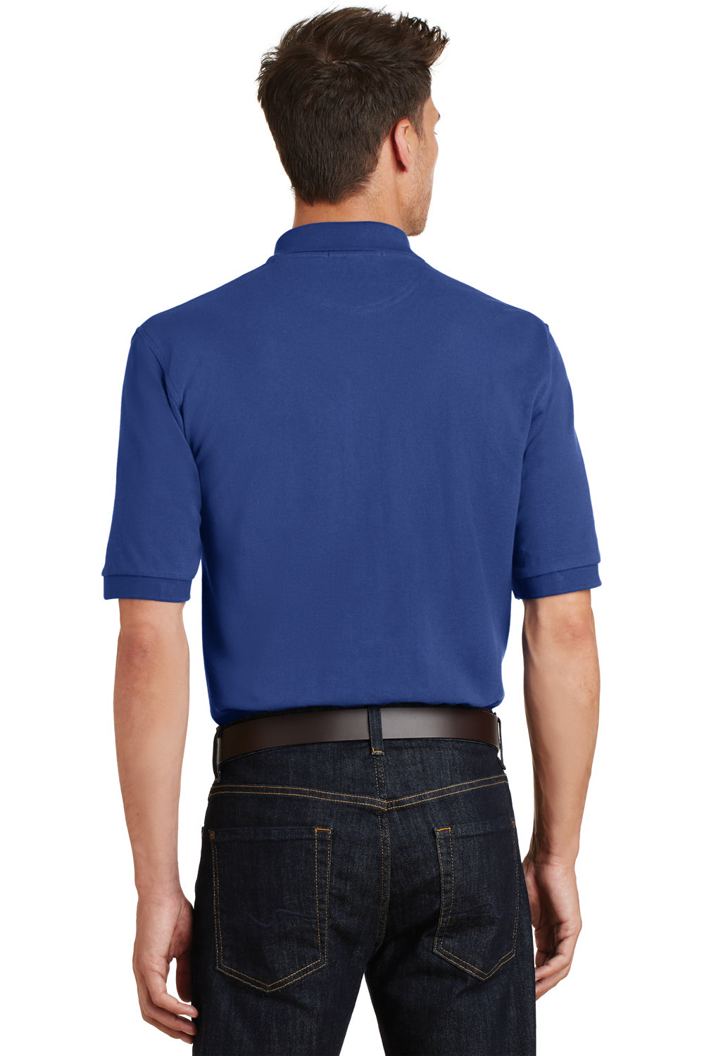 Port Authority K420P Mens Shrink Resistant Short Sleeve Polo Shirt w/ Pocket Royal Blue Model Back