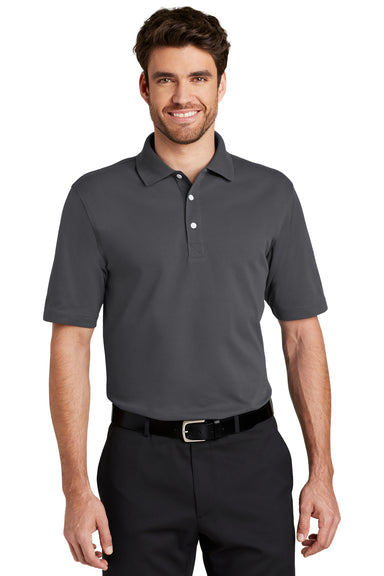 Port Authority K455/TLK455 Mens Rapid Dry Moisture Wicking Short Sleeve Polo Shirt Charcoal Grey Model Front