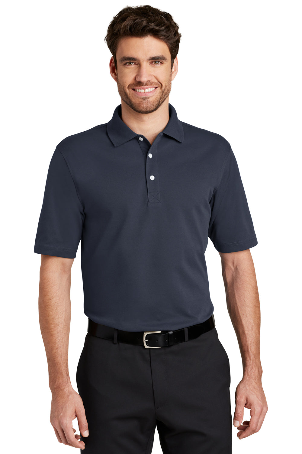 Port Authority K455/TLK455 Mens Rapid Dry Moisture Wicking Short Sleeve Polo Shirt Classic Navy Blue Model Front