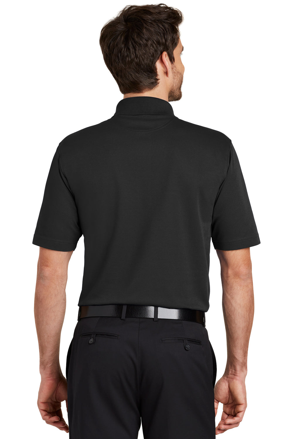 Port Authority K455/TLK455 Mens Rapid Dry Moisture Wicking Short Sleeve Polo Shirt Jet Black Model Back