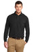 Port Authority K500LS/TLK500LS Mens Silk Touch Wrinkle Resistant Long Sleeve Polo Shirt Black Model Front