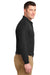 Port Authority K500LS/TLK500LS Mens Silk Touch Wrinkle Resistant Long Sleeve Polo Shirt Black Model Side