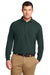 Port Authority K500LS/TLK500LS Mens Silk Touch Wrinkle Resistant Long Sleeve Polo Shirt Dark Green Model Front