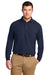 Port Authority K500LS/TLK500LS Mens Silk Touch Wrinkle Resistant Long Sleeve Polo Shirt Navy Blue Model Front