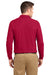 Port Authority K500LS/TLK500LS Mens Silk Touch Wrinkle Resistant Long Sleeve Polo Shirt Red Model Back