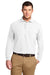 Port Authority K500LS/TLK500LS Mens Silk Touch Wrinkle Resistant Long Sleeve Polo Shirt White Model Front