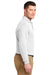 Port Authority K500LS/TLK500LS Mens Silk Touch Wrinkle Resistant Long Sleeve Polo Shirt White Model Side