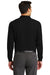 Port Authority K500LSP Mens Silk Touch Wrinkle Resistant Long Sleeve Polo Shirt w/ Pocket Black Model Back