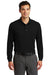 Port Authority K500LSP Mens Silk Touch Wrinkle Resistant Long Sleeve Polo Shirt w/ Pocket Black Model Front